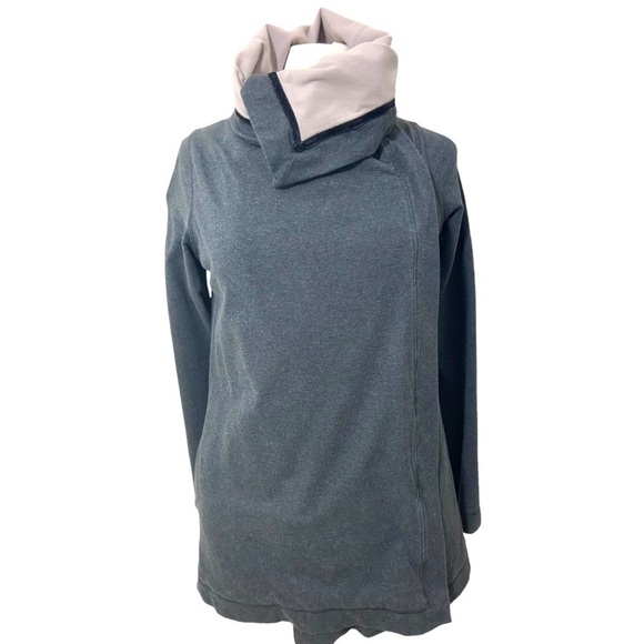 Lululemon Wrap Cowl Neck Cardigan Jacket Oversized Snap Buttons Longer Length - Picture 2 of 9